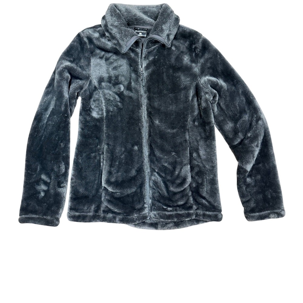 32 Degrees Heat Womens Faux Fur Fleece Jacket Full Zip Gray Size Small